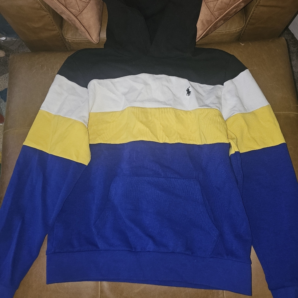 Polo Ralph Lauren Boys Hoodie XL (18-20) Multicolor Double Knit Hoodie RARE $50